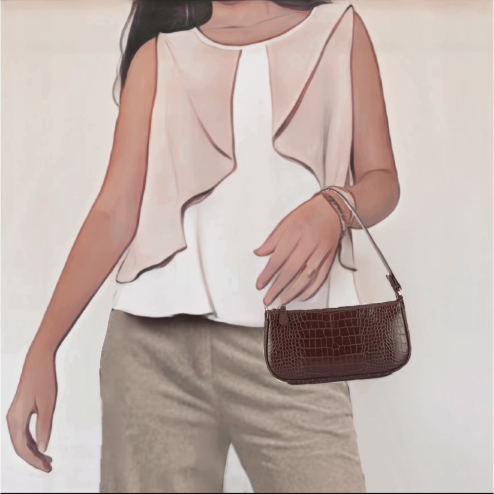 ❤️Zara Sleeveless Layered Flowy Cream & Off White Lightweight Top Blouse M EUC